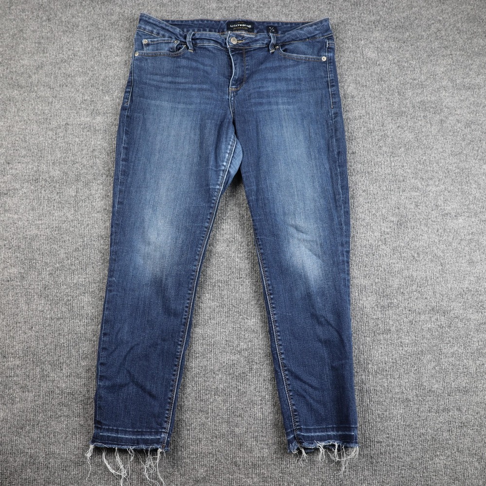 Lucky Brand Jeans Womens 10/30 Medium Wash‎ Stretch Raw Hem Ankle Skinny Denim